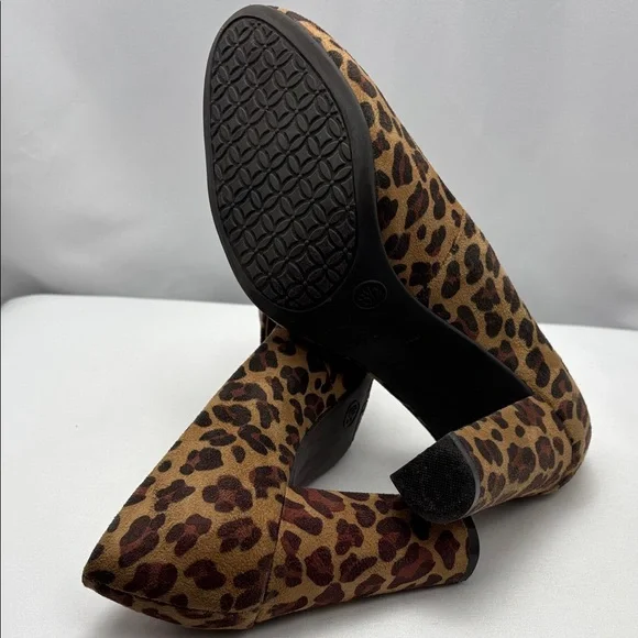 Merona Etta High Heel Women’s Sz8.5 Tan and Brown Leopard Print Chucky Heel#0252 - Picture 9 of 11